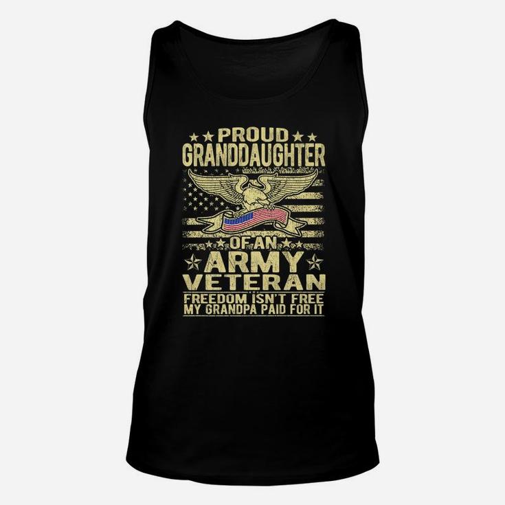 Granddaughter Of An Army Veteran Us Flag Military Family Unisex Tank Top