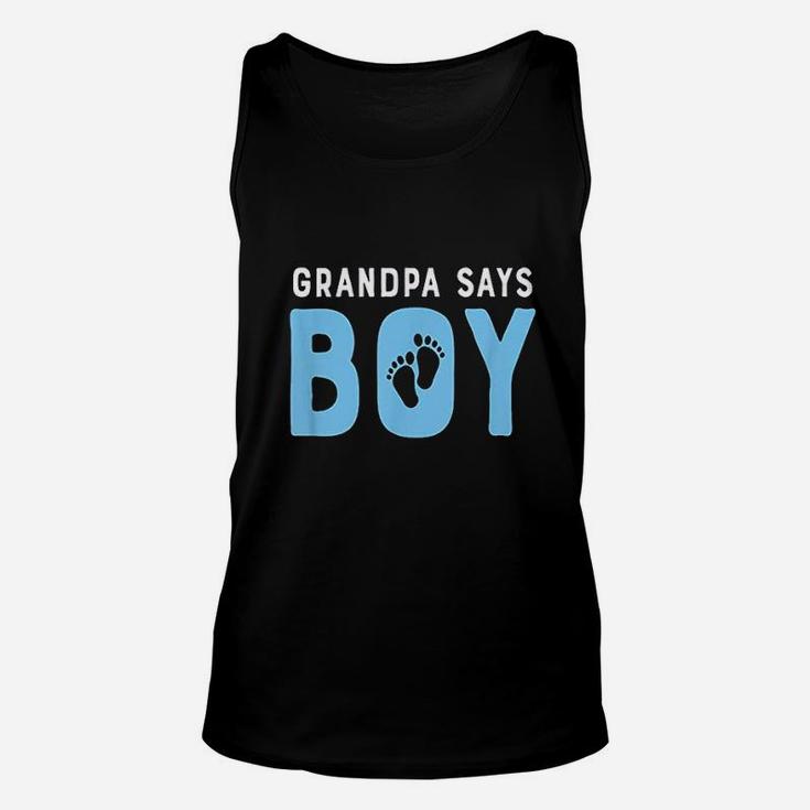 Grandpa Says Boy Gender Baby Reveal Unisex Tank Top