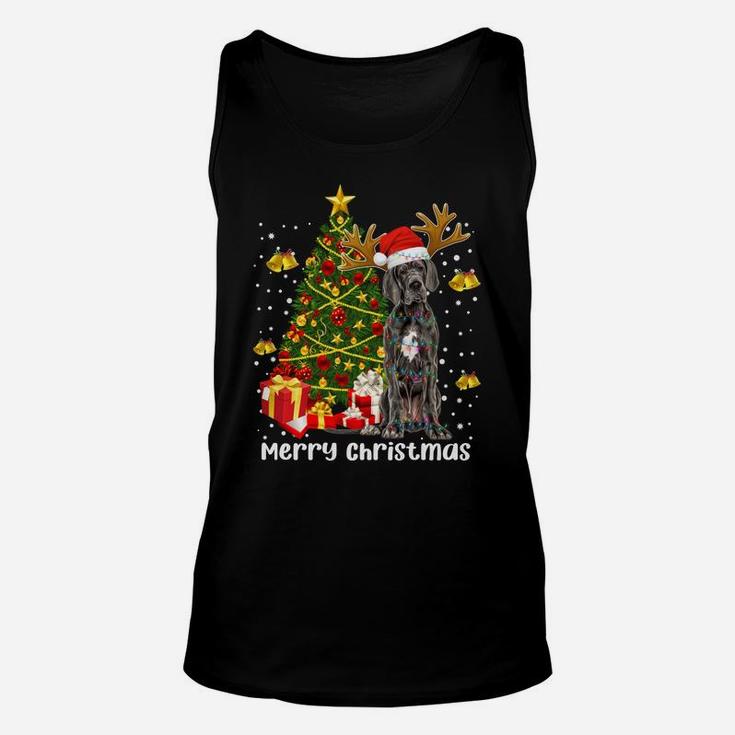 Great Dane Christmas Lights Tree Santa Xmas Pajamas Dog Dad Unisex Tank Top