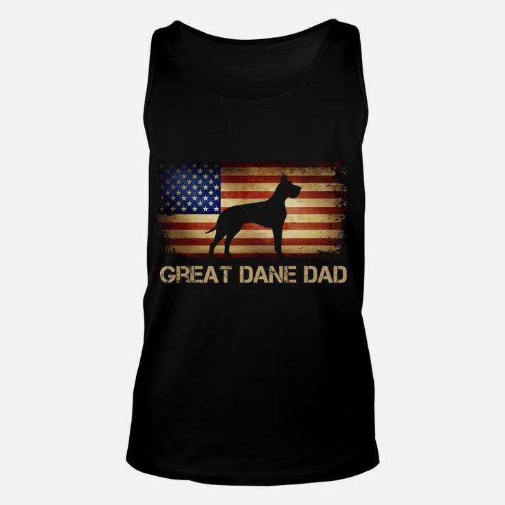 Great Dane Dad Vintage American Flag Patriotic Dog Lover Unisex Tank Top