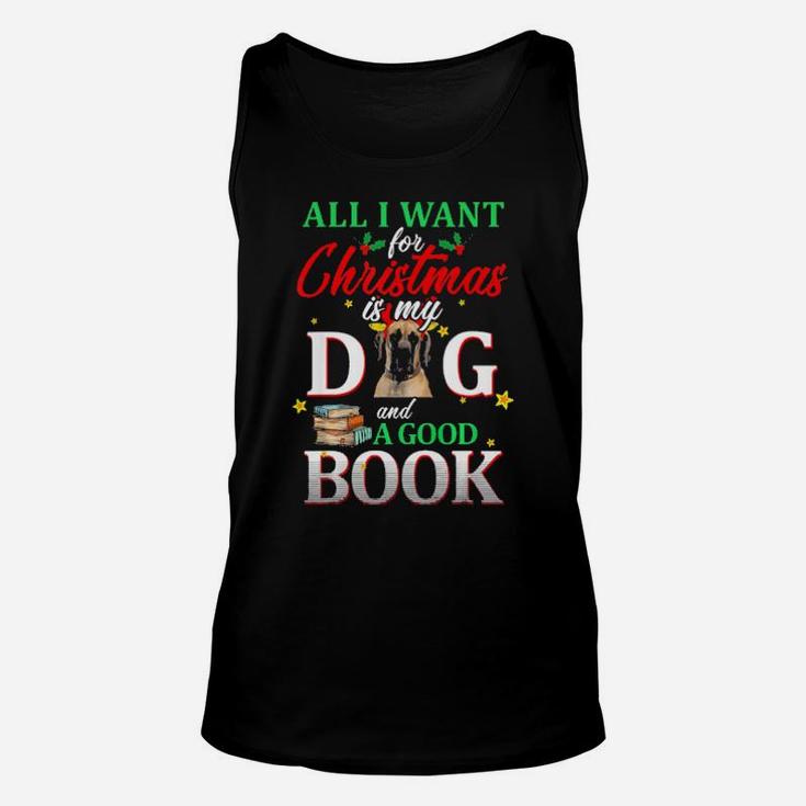 Great Dane My Dog And A Good Book For Xmas Gift Unisex Tank Top