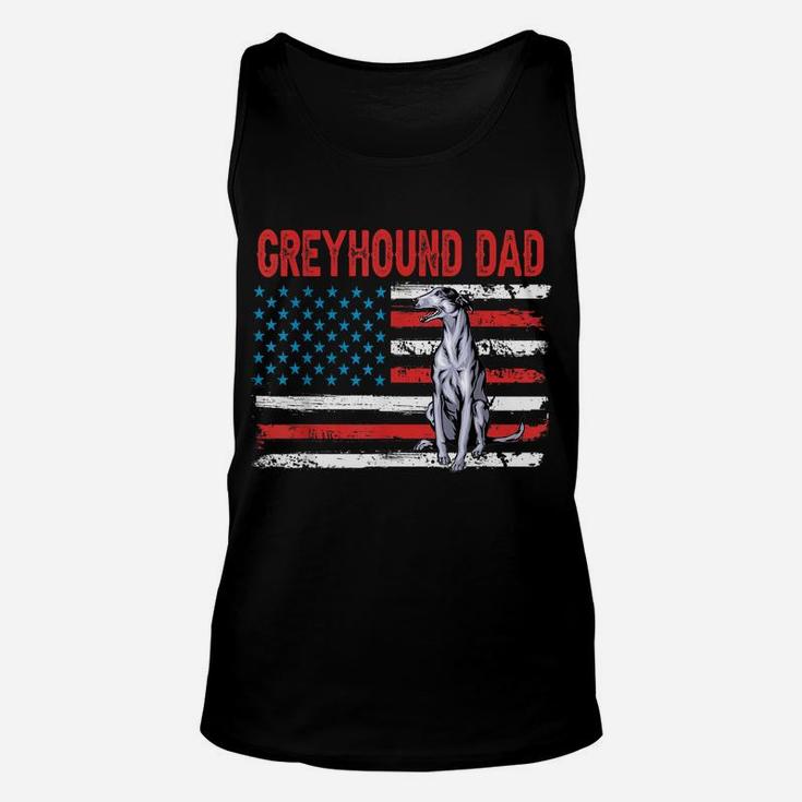 Greyhound Dog Dad American Flag Fathers Day Unisex Tank Top
