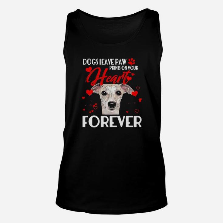 Greyhound Dogs Leave Paw Prints On Your Heart Forever Valentines Day Unisex Tank Top