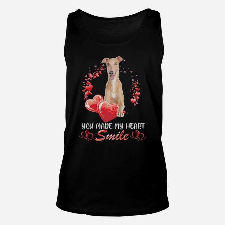 Greyhound Heart You Made My Heart Smile Valentines Day Unisex Tank Top
