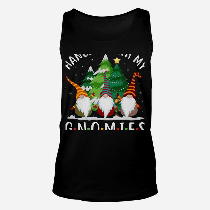 Hanging With My Gnomies Funny Gnome Friend Christmas Tree Unisex Tank Top