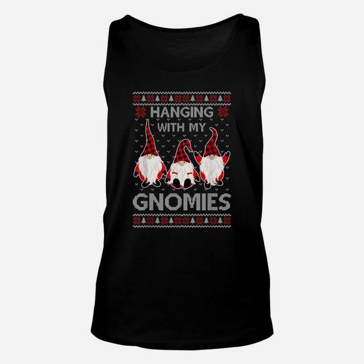 Hanging With My Gnomies Red Plaid Ugly Christmas Gnome Gifts Unisex Tank Top