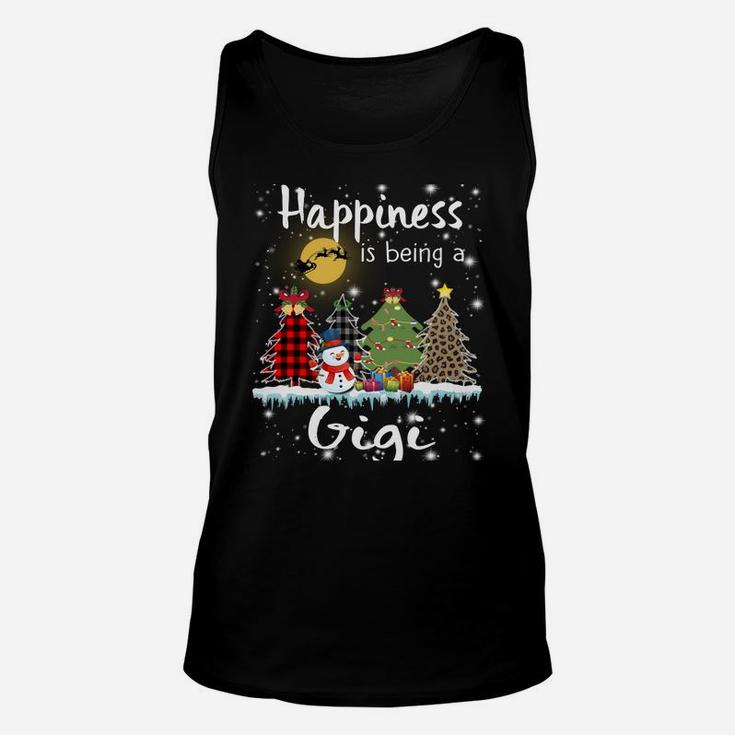Happiness Is Being A Gigi Christmas Tree Leopard Plaid Snow Unisex Tank Top