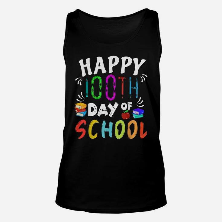 Happy 100Th Day Of School Shirt Student And Teacher Books Unisex Tank Top