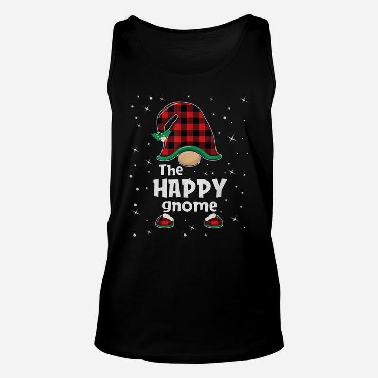 Happy Gnome Buffalo Plaid Matching Christmas Gift Pajama Unisex Tank Top