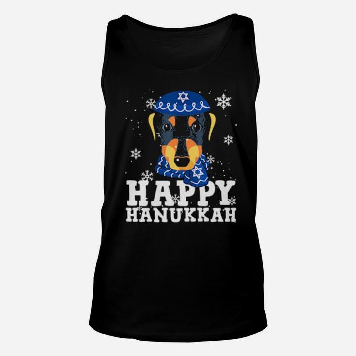 Happy Hanukkah Dachshund Dog Funny Noel Ugly Unisex Tank Top
