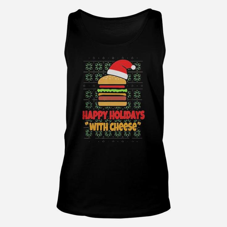 Happy Holidays With Cheese Santa Burger Unisex Tank Top