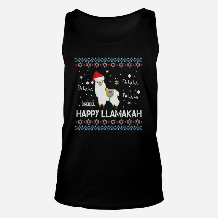 Happy Llamakah Sweatshirt Funny Ugly Hanukkah Xmas Llama Unisex Tank Top