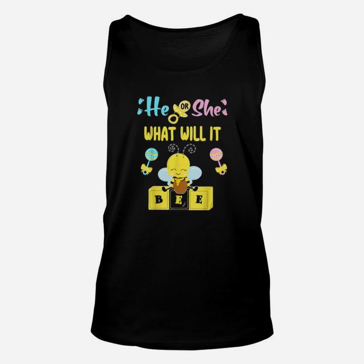 He Or She What Will It Bee Pregnancy Announcement Unisex Tank Top