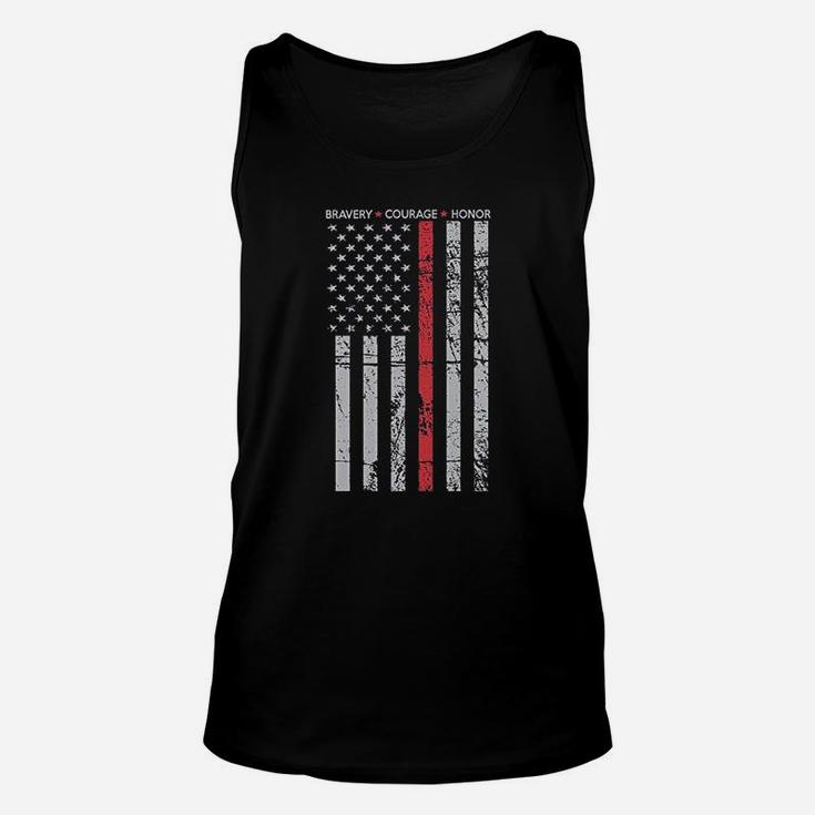 Hero Thin Red Line Firefighter Hooded Unisex Tank Top
