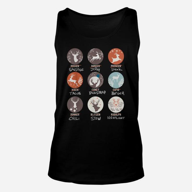 Hilarious Hunters Hunting All Santa's Reindeer Meat And More Unisex Tank Top