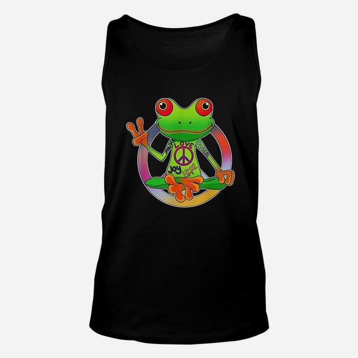 Hippie Frog Peace Sign Yoga Frogs Hippies 70S Unisex Tank Top