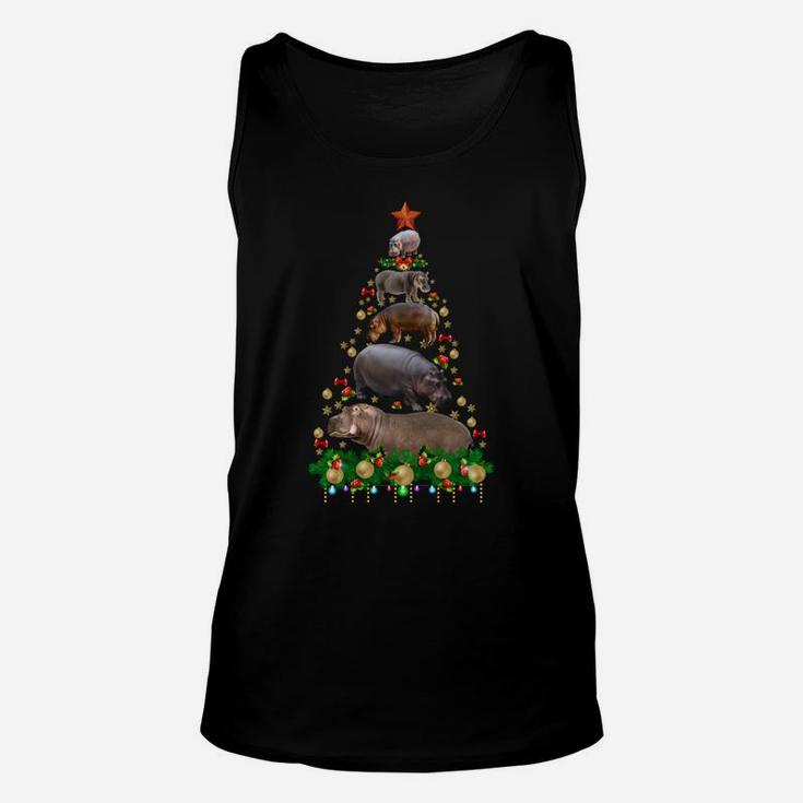 Hippo Christmas Tree Merry Hippomas Hippo Lovers Unisex Tank Top