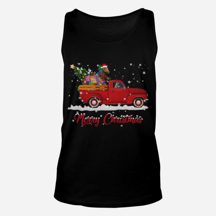 Horses Animal Riding Red Truck Christmas Sweatshirt Unisex Tank Top