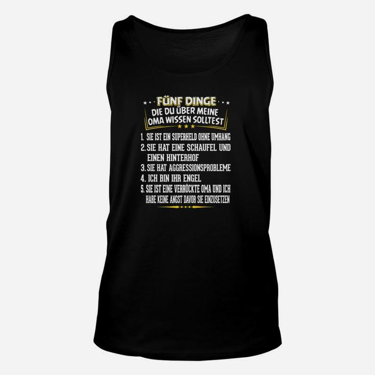 Humorvolles Oma-Wissen Schwarzes Unisex TankTop, Lustiges Top für Großmütter