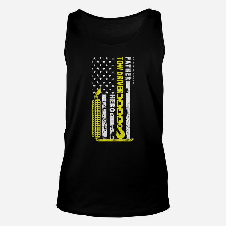 Husband Father Tow Driver Hero American Flag Gift Towing Dad Unisex Tank Top