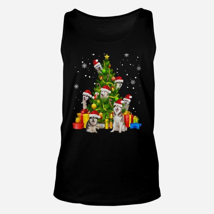 Husky Christmas Tree Gift X-Mas Santa Hat Womens Mens Unisex Tank Top