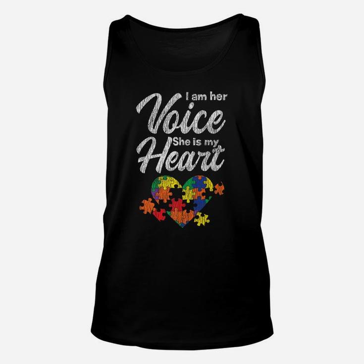 I Am Her Voice Mom Dad Family Autistic Kids Autism Awareness Unisex Tank Top