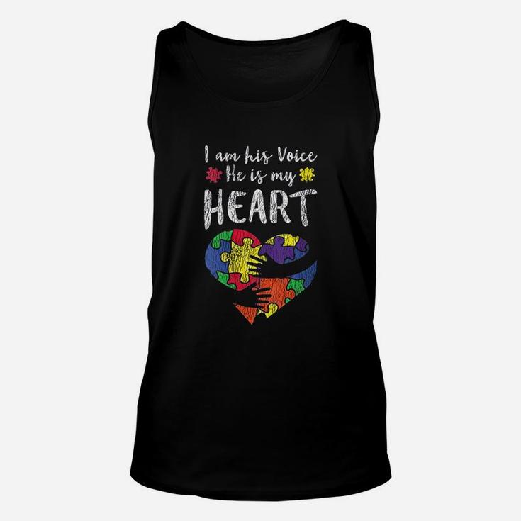 I Am His Voice Mom Dad Family Autistic Kids Awareness Unisex Tank Top