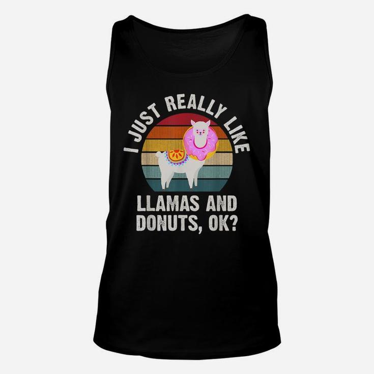 I Just Really Like Llamas And Donuts Funny Llamas Theme Cute Unisex Tank Top