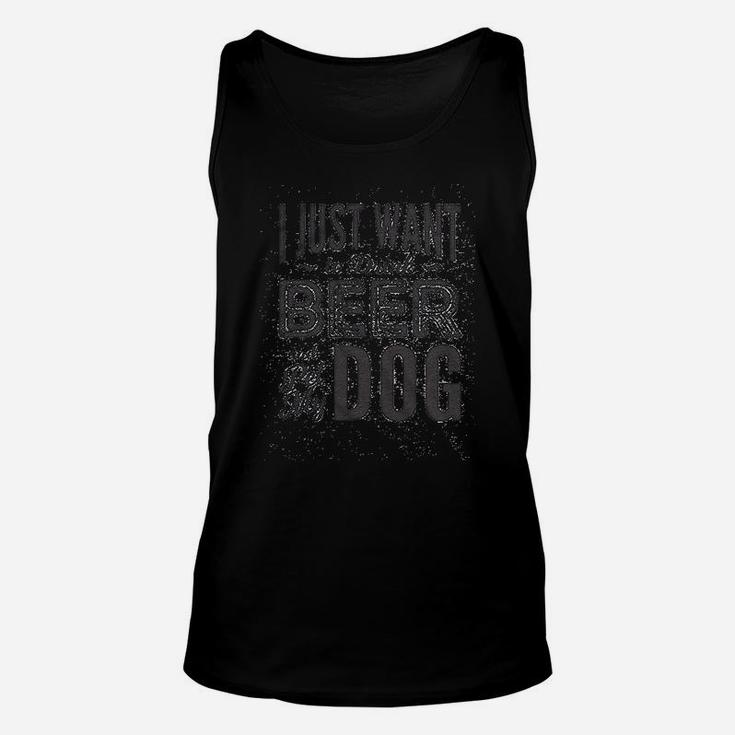 I Just Want To Drink Beer And Pet My Dog Unisex Tank Top