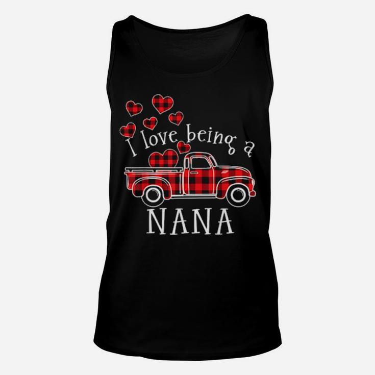 I Love Being A Nana Red Truck With Heart Valentines Day Unisex Tank Top