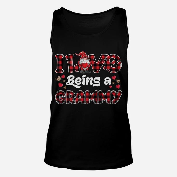 I Love Being Grammy Red Plaid Hearts Gnome Valentine's Day Sweatshirt Unisex Tank Top