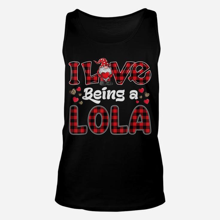 I Love Being Lola Red Plaid Hearts Gnome Valentine's Day Unisex Tank Top