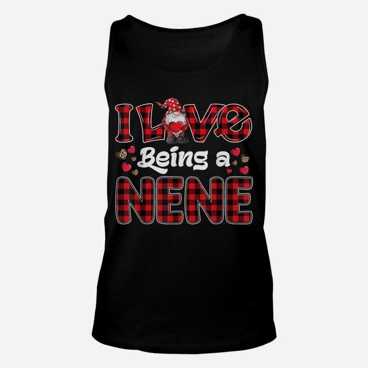 I Love Being Nene Red Plaid Hearts Gnome Valentine's Day Unisex Tank Top