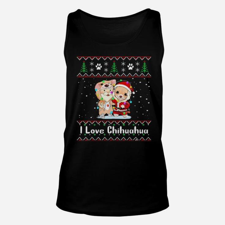 I Love Chihuahua Wearing Santa Suit Fairy Light Unisex Tank Top