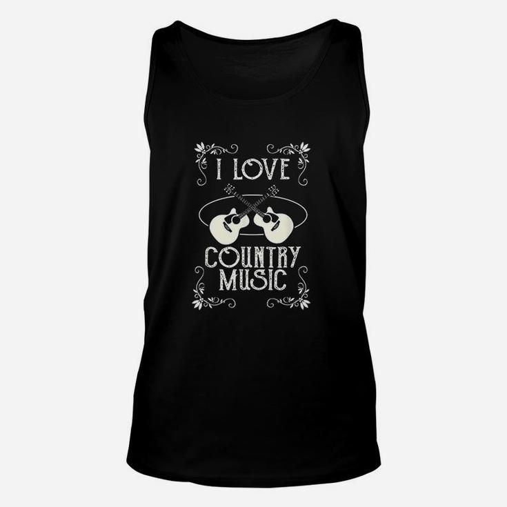 I Love Country Music Vintage Guitar Musician Unisex Tank Top