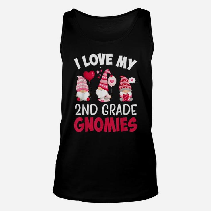 I Love My 2Nd Grade Gnomies Cute Valentines Day Teacher Unisex Tank Top
