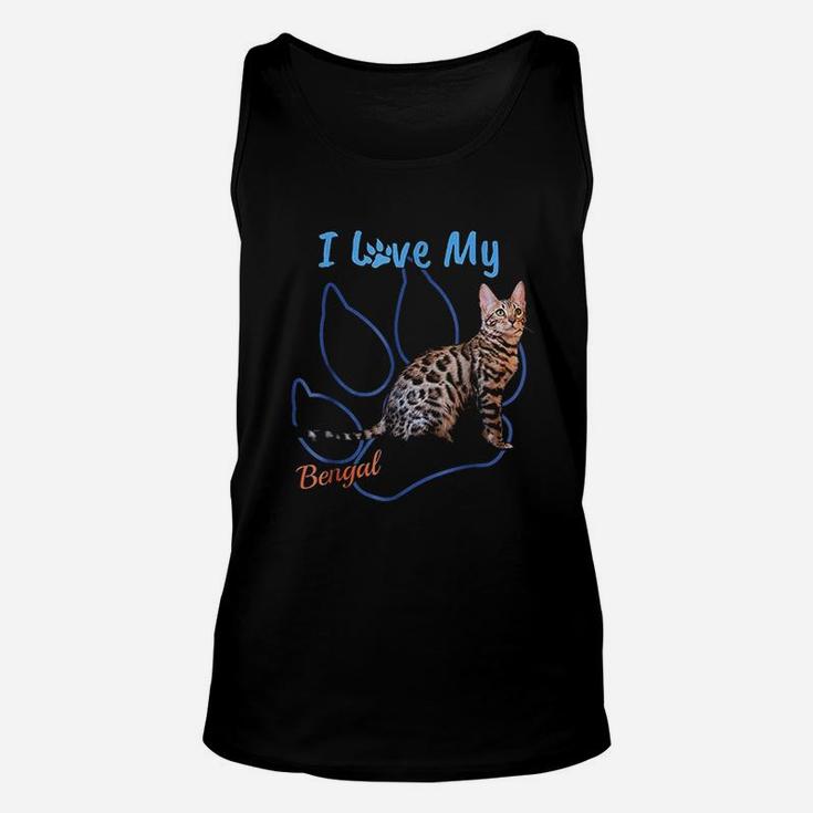 I Love My Bengal Best Cat Lover Paw Print Unisex Tank Top