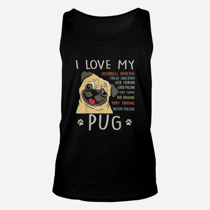 I Love My Pug Dog Mom Dad Unisex Tank Top
