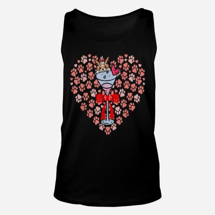I Love You Martini Dog Valentines Day Heart Paws Unisex Tank Top