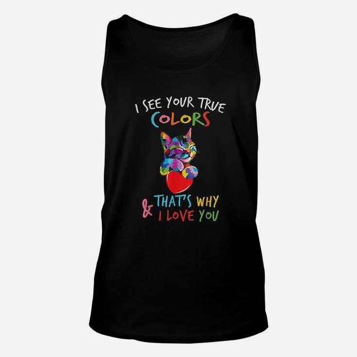 I See Your True Colors Cat Heart Unisex Tank Top