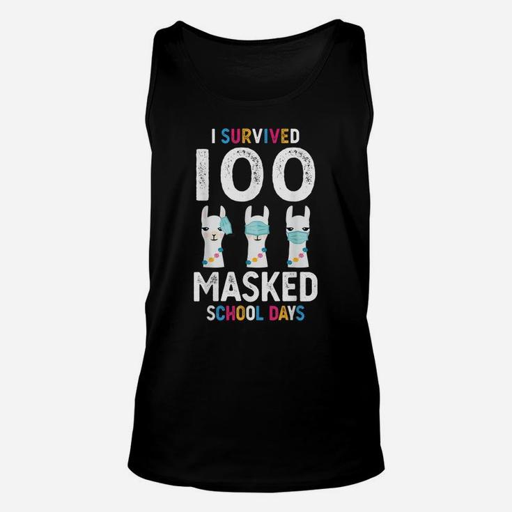 I Survived 100 Masked School Days Lama 100 Days Of School Unisex Tank Top
