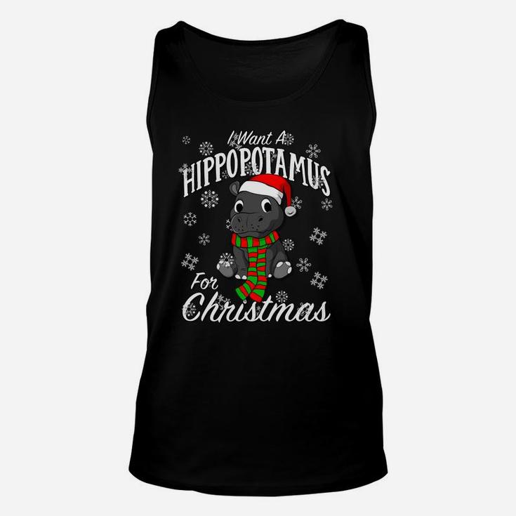 I Want A Hippopotamus For Christmas Sweatshirt | Xmas Hippo Unisex Tank Top
