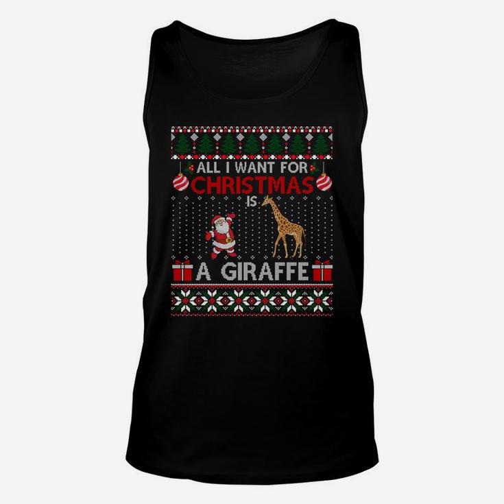 I Want For Christmas Is A Giraffe Ugly Sweater Santa Elf Sweatshirt Unisex Tank Top