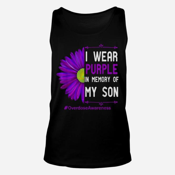 I Wear Purple Ribbon For My Son Overdose Awareness Dad Mom Unisex Tank Top