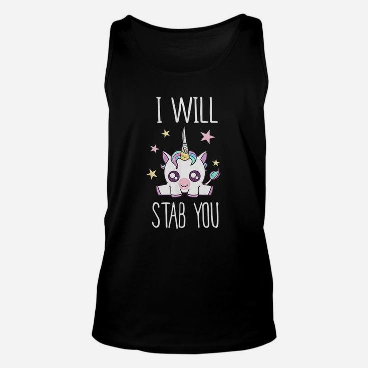 I Will Stab You Funny Unicorn Unisex Tank Top