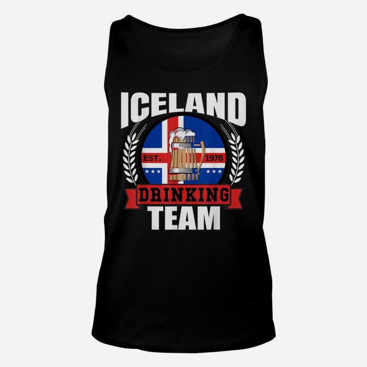 Iceland Drinking Team Funny Icelandic Flag Beer Party Gift Unisex Tank Top