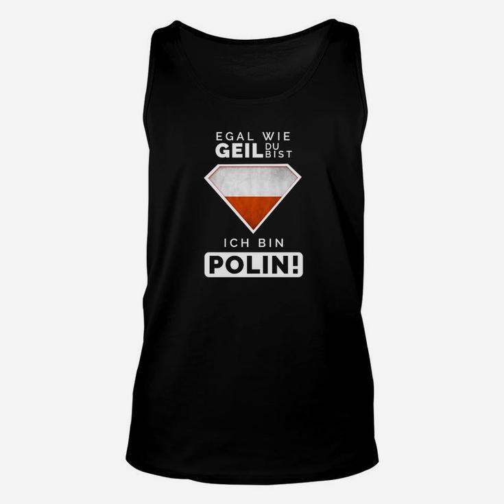 Ich bin Polin lustiges Unisex TankTop in Schwarz, Humorvolles Damenoberteil