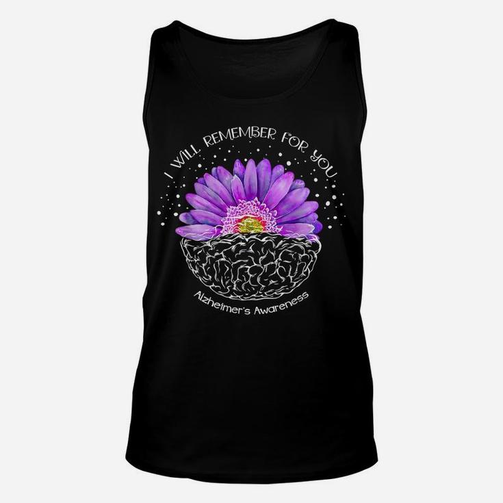 I'll Remember For You Purple Sunflower Alzheimer's Awareness Unisex Tank Top