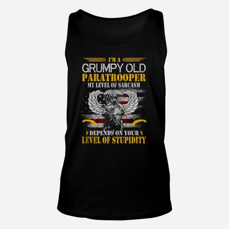 I'm A Grumpy Old Paratrooper Flag Tshirt, Veterans Day Gift Sweatshirt Unisex Tank Top