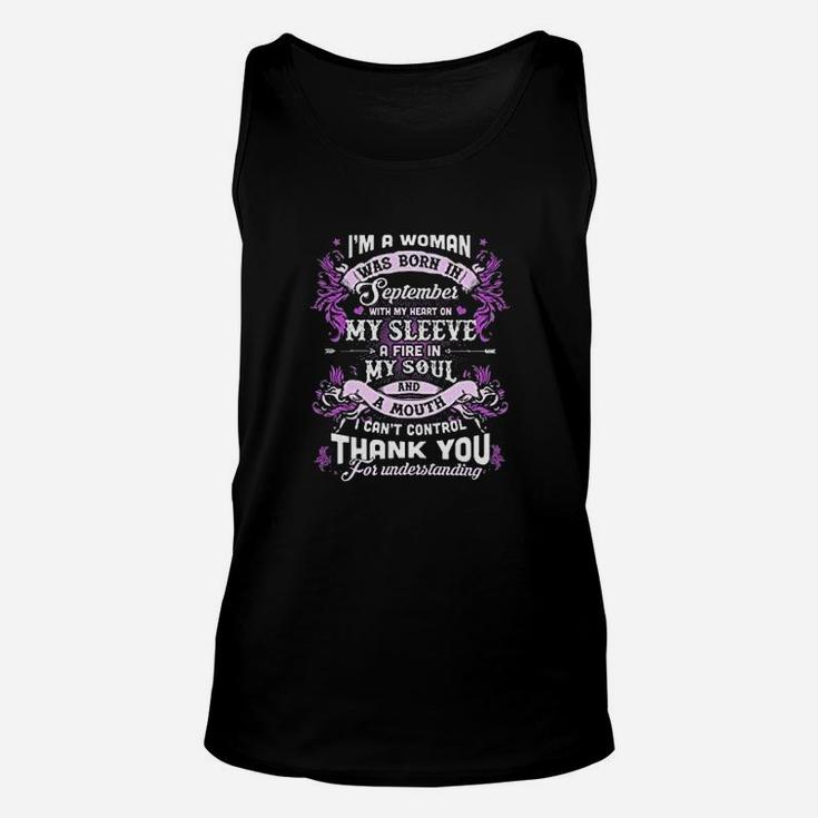 Im A Woman Was Born In September With My Heart Birthday Unisex Tank Top